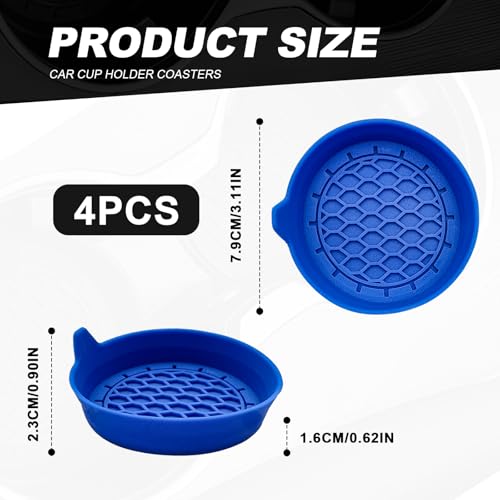4-Pack Universal Cup Holder Coasters, Black Silicone Inserts - Keep Your Car Clean with Non-Slip & Spill-Proof Coasters for All Vehicles (Blue) - color: Blue