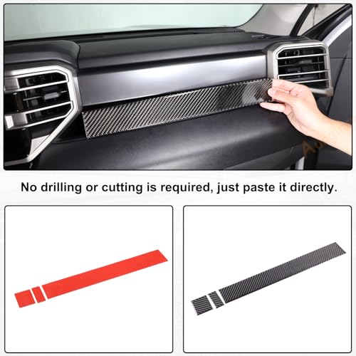 Carbon Fiber Center Control Panel Dashboard Strips Trim Sticker Fit Toyot@a Tundra/Sequoia 2022-2024 Center Console Molding Panel Cover Dashboard Central Control Strip Interior Decorative Accessories - size: Center Control Panel Dashboard Strips Trim