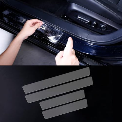 Car Door Sill Protector, 4 Pcs Clear PPF Paint Protection Film Kit, Universal Door Entry Edge Guard & Scuff Plate Protector, Invisible Anti-Scratch Door Step Wrap for Cars, SUV, Trucks - size: Front:23.62"L×3.15"W×2PCS+Rear:15.75"L×3.15"W×2PCS