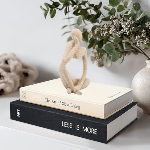 Gold Home Decor Thinker Statue Accents, Set of 3 Thinker Sculptures Office Decor Modern Abstract Resin Decoration on Shelf Table Desk for Living Room Office Bedroom Bookshelf Decor (Small)
