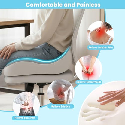 Seat Cushion,Office Chair Memory Cushion, Ergonomic Design, Relieve Sciatica and Long-Term Sitting Pain, Suitable for desks, car Seats, Games, wheelchairs - color: Gray