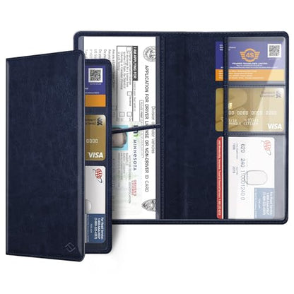 FINPAC Car Registration and Insurance Card Holder, Vehicle Glove Box Card Organizer Wallet Automobile Accessories for License - color: Navy