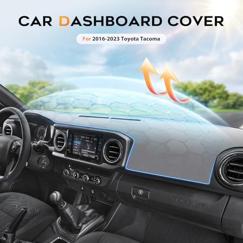 Upgraded Gray Dash Cover for 2016-2023 Toyota Tacoma Accessories,Dashboard Cover Mat Carpet Pad UV Protection Anti-Glare Non-Slip - size: 16-23 Tacoma Dash Cover(Gray)
