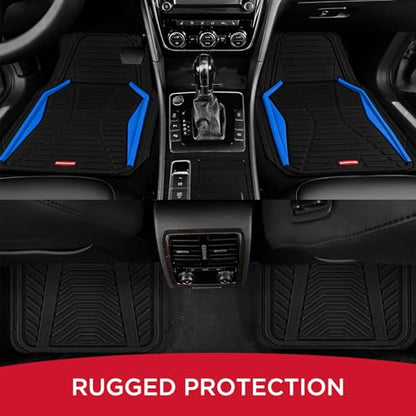 Rubbermaid Car Mat Full Set All-Weather Heavy-Duty 4 Pieces– Trim-to-Fit Universal Car Mats Full Set – Waterproof Rubber Floor Liners for Most Trucks, SUVs, Vans, and Sedans-Blue - color: Blue
