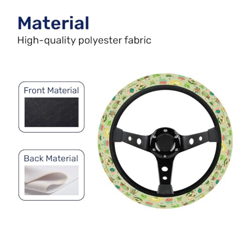 GENANY Leaf Mask Spirits Steering Wheel Cover, Non Slip Polyester Car Wheel Protector for Car SUV Truck, Universal 15 Inch - color: Leaf Spirits