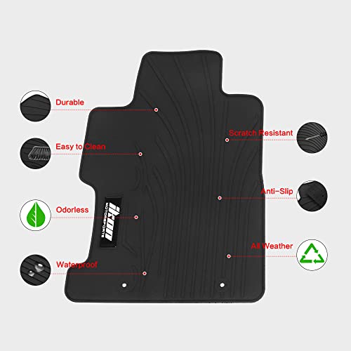 IKON MOTORSPORTS, Floor Mats Compatible with 2006-2011 Honda Civic Coupe & Sedan, Latex All Weather Easy Clean Interior Car Carpets Black Full Set 3 Pieces