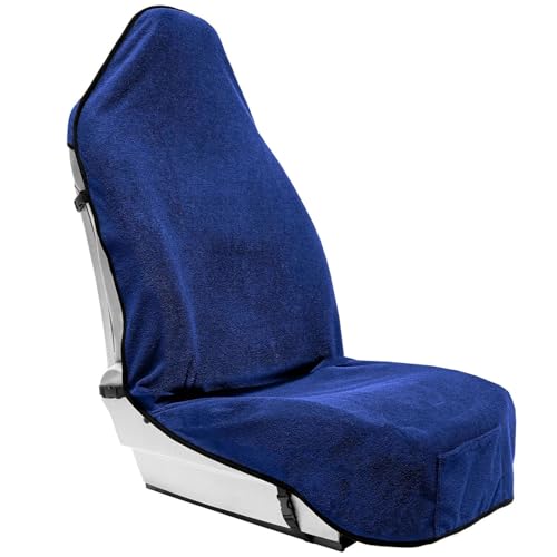 Season Guard Towel Seat Cover, Waterproof Car Seat Protectors for Gym, Workout & Active Lifestyle, Universal Fit for Car SUV Truck Van, Non-Slip 3 Strap Design, Machine Washable, 1 Pack Blue - color: 1pcs Front Blue