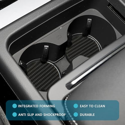 2PCS Car Cup Holder Coaster, Car Cup Insert Coaster, Carbon Fiber Non-Slip Vehicle Insert Bottle Pad, Auto Accessories 2.75 Inch Anti Slip Shockproof Embedded Drink Mat for Most Vehicles