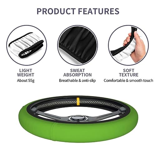 Elastic Stretch Steering Wheel Cover,Warm in Winter and Cool in Summer, Car Universal 15 inch, Microfiber Breathable Ice Silk, Anti-Slip, Odorless, Easy Carry,Green - color: Green