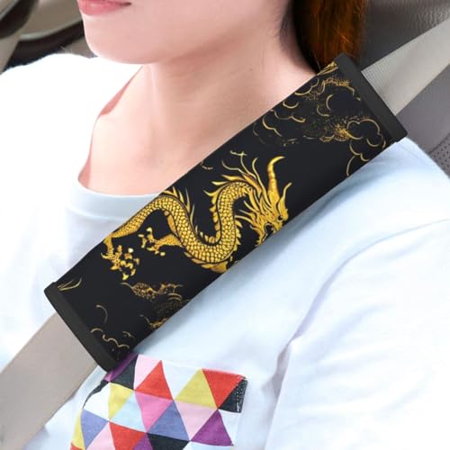 Seat Belt Cover Pads Vintage Chinese Dragon Car Seat Belt Covers for Women Men Adults Kids Soft Comfortable Auto Seatbelt Cushion Shoulder Strap Pad Handle Wraps, 1 Pair - color: Vintage Chinese Dragon