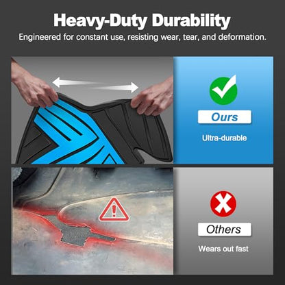 All Weather Floor Mats Custom Fit for Toyota RAV4 2019-2025 Waterproof Heavy Duty Anti-Slip Car Mats, 1st & 2nd Row Black & Blue - color: Black & Blue
