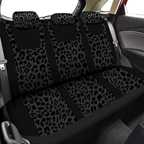 Frienda 17 Pcs Leopard Print Car Accessories Set, Includes Seat Covers Set Leopard Steering Wheel Cover Mats Armrest Pad Cover Seat Belt Pads Keychain and Wrist Strap for Car Decor - style: Leopard Print