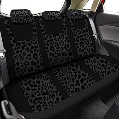 Frienda 17 Pcs Leopard Print Car Accessories Set, Includes Seat Covers Set Leopard Steering Wheel Cover Mats Armrest Pad Cover Seat Belt Pads Keychain and Wrist Strap for Car Decor - style: Leopard Print