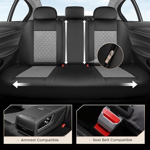 Coverado Car Seat Covers 5 Seats, Leather Seat Covers Full Set, Carbon Fiber Textured Design, Durable Waterproof Seat Protectors, Black&Gray Seat Cover, Automotive Seat Covers Universal Fit Most Cars - color: BlackGray, size: Full set
