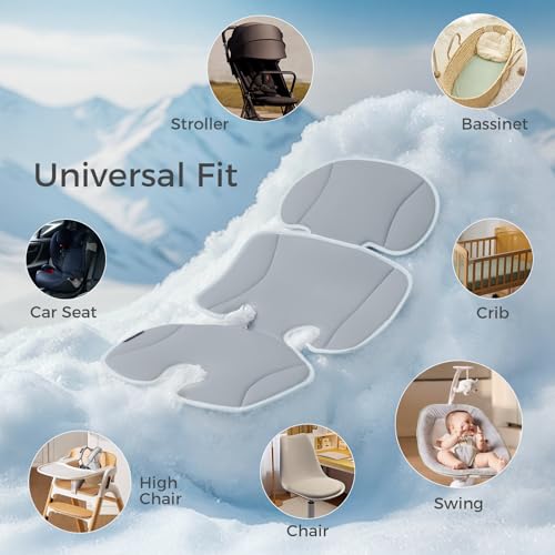 Momcozy Stroller Cooling Pad | Detachable 2-Piece Cooling Cushion | Universal Soft Cooler Pad, Breathable & Adjustable Car Seat Liner | Fits Strollers, Car Seat, Swing, High Chair, Bassinet - color: Blue Gray