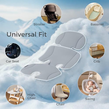 Momcozy Stroller Cooling Pad | Detachable 2-Piece Cooling Cushion | Universal Soft Cooler Pad, Breathable & Adjustable Car Seat Liner | Fits Strollers, Car Seat, Swing, High Chair, Bassinet - color: Blue Gray