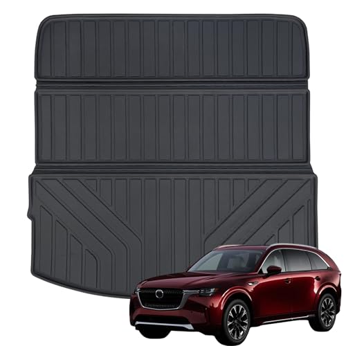 Large Cargo Liners Custom Fit 2024 2025 for Mazda CX90 CX 90 TPE All Weather Trunk Mat Accessories, Waterproof Rear Cargo Mat Easy to Clean for 2024 Mazda CX-90-Black - size: 2024 2025|For Mazda CX90|Cargo Mats