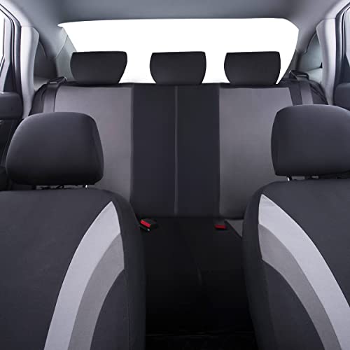 CAR PASS Line Rider Sporty Cloth 11PCS Universal Fit Car Seat Cover -100% Breathable with 5mm Composite Sponge Inside,Airbag Compatible,3zipper Bench(Full Set, Black and Gray) - color: Black and Gray, size: Full Set