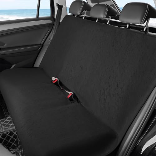 Waterproof Car Seat Cover Bench Black Full Size Universal Fits Car Sweat Towel for Trucks SUV Van Rear Car Seat Protector Protector Cloth Seats Pack of 1 - color: Black, size: Rear Bench Seat