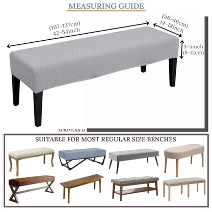 SPRINGRICO Stretch Dining Bench Cover, Removable Bench Slipcover Washable Bench Seat Protector Rectangle Bench Cover for Dining Room, Living Room, Bedroom, Kitchen (S2-Silver Gray) - color: S2-silver Gray