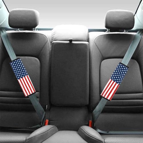 Dolyues American Flag Car Seatbelt Shoulder Pads for Adults Independence Day Comfort Seat Belt Covers 2 Pack All Weather Universal Protect Pads - color: American Flag