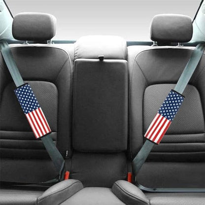 Dolyues American Flag Car Seatbelt Shoulder Pads for Adults Independence Day Comfort Seat Belt Covers 2 Pack All Weather Universal Protect Pads - color: American Flag