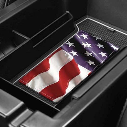 Leather Car Registration and Insurance Card Holder, Cute Car Accessories Vehicle Glove Box Car Organizer for Documents, Cards, License American Flag Print - color: American Flag Print