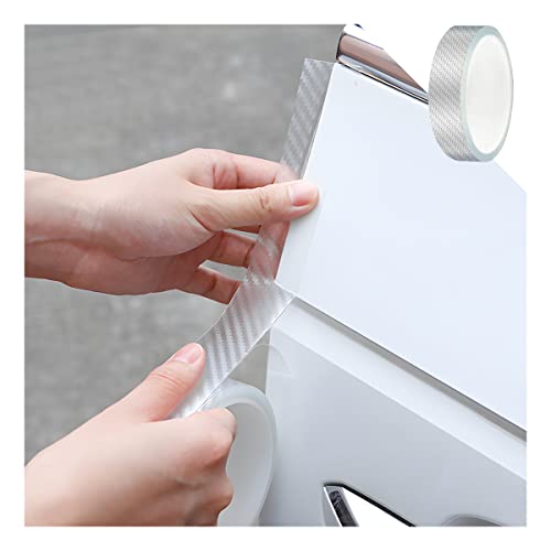 Car Door Edge Guards, Clear Invisible Carbon Fiber Auto Door Sill Protector, Anti-Collision Transparent Adhesive Strip Film, DIY Vehicle Door Trim Tape Accessories for Most Cars (1.2"x394",White) - color: White, size: 1.2" x 394"