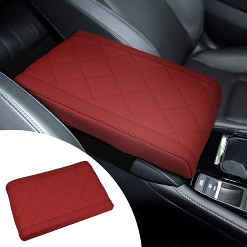 Hovom Car Center Console Armrest Pillow, 12.6"×7.87"×1.97" Leather Arm Rest Cover for Cars, Soft Comfortable Auto Armrest Cushion Pad, Vehicle Middle Console Cover, Car Accessories (Wine Red) - color: Wine Red