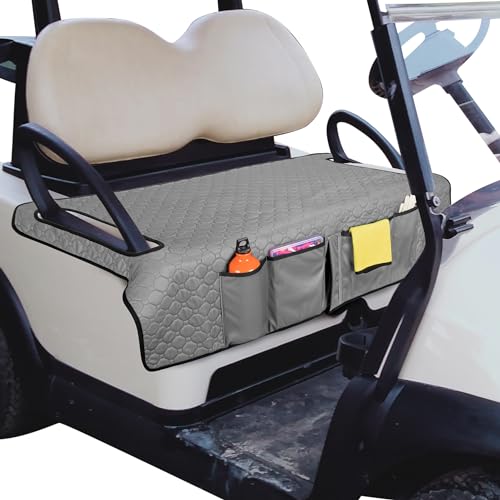 Golf Cart Seat Covers, Universal Golf Cart Seat Towel Blanket with 4 Front Pockets & Nonskid Bottom Fits for EZGO, Yamaha, Club Car and More 2 Person Seats Golf Carts - color: Grey Octagon