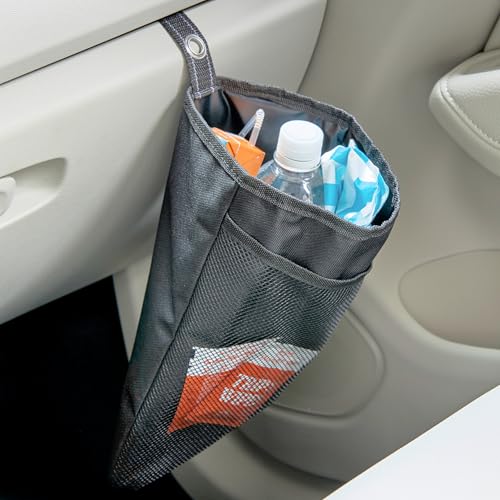 High Road TrimTrash Hanging Car Garbage Bag - Slim and Leakproof Car Trash Bag with Magnetic Closure and Storage Pocket - Attaches to Seat, Glovebox or Console - color: Black