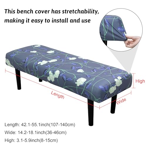 Stretch Bench Cover, Seat Cushion Protector, Washable Slipcover, Printed Rectangle Cover for Dining Room, Living Room, Kitchen (Lily) - color: Lily