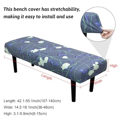 Stretch Bench Cover, Seat Cushion Protector, Washable Slipcover, Printed Rectangle Cover for Dining Room, Living Room, Kitchen (Lily) - color: Lily