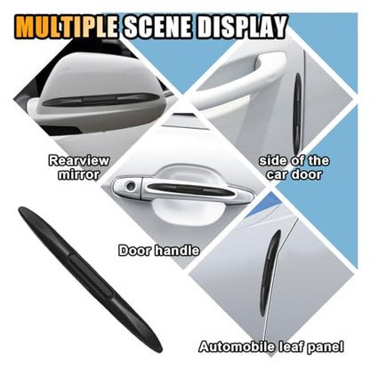 4PCS Car Door Edge Guards Car Side Door Protector, Rearview Anti-Collision Bumper Trim Guard Sticker, Auto Body Self Adhesive Anti-Scratch Strips for SUV Pickup Truck (Black)