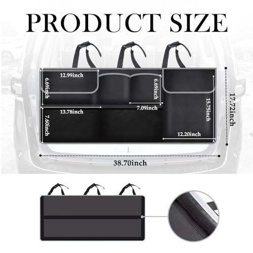 Large Capacity Car Trunk Organizer,Six Pockets Trunk Storage Organizer with Adjustable Straps,Wear-Resistant Oxford Fabric Hanging Trunk Organizer for Car Truck SUV
