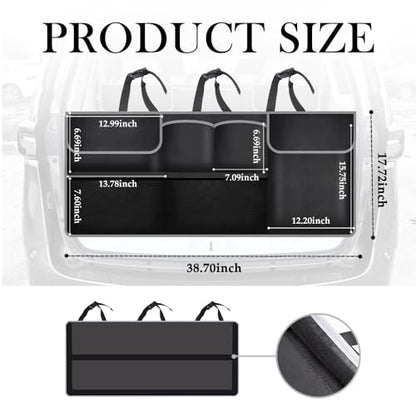 Large Capacity Car Trunk Organizer,Six Pockets Trunk Storage Organizer with Adjustable Straps,Wear-Resistant Oxford Fabric Hanging Trunk Organizer for Car Truck SUV