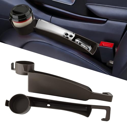 2PCS Car Seat Gap Filler Organizer, Console Side Organizer, Seats Gap Organizer with Phone Holder, Multifunctional Car Seat Filler Gap Space Prevents Things Dropping for Most Vehicles (Brown) - color: Brown
