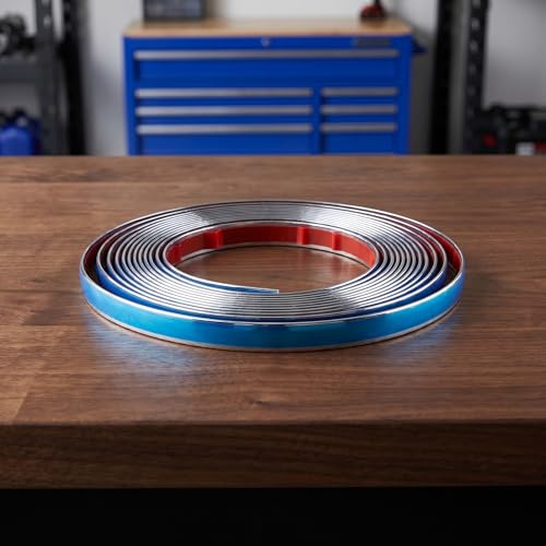 1/2 Inch Wide Silver Chrome Tape for Cars 16.4ft Scratch-Proof Glossy Automotive Trim Molding Universal Decorative Chromes Trim Strip Tape for Cars Trucks RV Doors Windows Bumpers Car Accessories