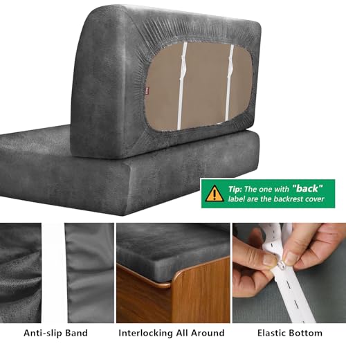 molasofa Leather Like RV Dinette Cushion Covers, RV Booth Seat Cover Stretchable Camper Cushion Couch Covers Washable Slipcovers for Camper Car Bench (1 Backrest Cover & 1 Bench Cover, Light Gray) - color: 02light Grey, size: 1 Bench Cover & 1 Backrest Co
