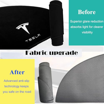 2025 Dashboard Cover for Tesla Model Y Dashboard and Glare Protection，not fit for Model Y Juniper 2025 (Model Y, White Logo, 2021-2024)