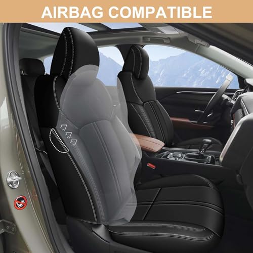 AOMSAZTO Custom Fit Seat Covers for Mazda CX50 2023 2024 2025 CX30 Car Seat Covers Full Set Black Faux Leather Compatible Airbag （New - CX50） - color: Black, size: CX-50 2023-2025