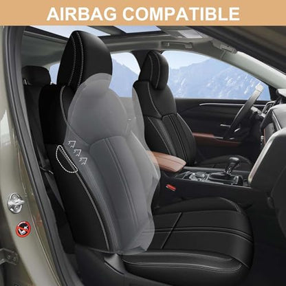 AOMSAZTO Custom Fit Seat Covers for Mazda CX50 2023 2024 2025 CX30 Car Seat Covers Full Set Black Faux Leather Compatible Airbag （New - CX50） - color: Black, size: CX-50 2023-2025