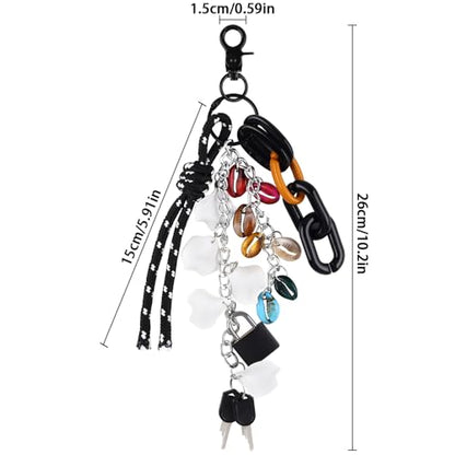 Multi Functional Y2K Black Key Chain Charms Decorative Car Key Chain Pendant Shells Purse Charms Women Cute Keychain Clip Aesthetic Accessories