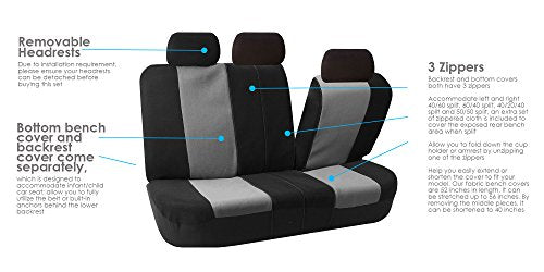 FH Group Full Set Cloth Car Seat Covers - Universal Fit,1-Piece Front Seat Covers, Airbag Compatible, Split Bench Rear Seat Cover, Washable Seat Cover for SUV Hunting