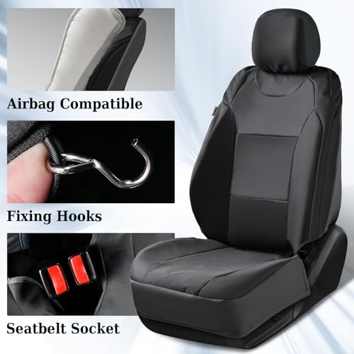 Coverado Front Seat Covers, Waterproof Oxford Seat Protector for Car Seat Cushions for Kids & Dogs, Compatible with 2015-2026 Ford F150 & 2017-2026 Ford F250 F350 F450 (Black, 2PCS)