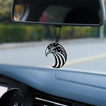 Rear View Mirror Accessories - Car Mirror Hanging Accessories - Car Pendant, Car Charms Ornament - Swinging Ornaments Cars Accessory for Men and Women Hanger - Black (Patriotic American Eagle) - style: Patriotic American Eagle