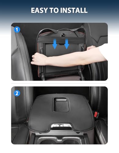Center Console Armrest Cover for GMC Sierra & Chevrolet Silverado 2014-2018, Tahoe & Yukon & Suburban 2015-2020, Bucket Seat, Car Armrest Protector, Scratchproof, Black