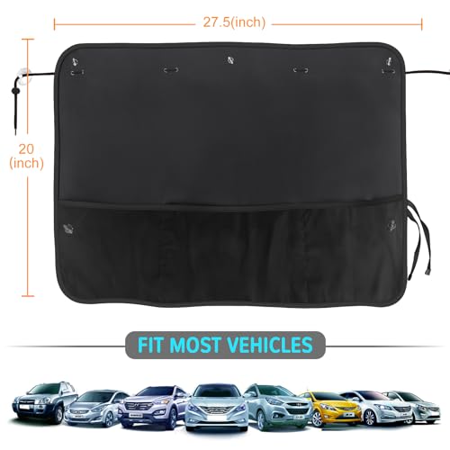 Car Sun Shade Side Window, 2 Pcs Blackout Car Window Shade for Baby Privacy with Storage Net Pockets Auto Curtains 7 Suction Cups for Heat/UV Protection Sun Block Covers - color: Black-2pcs