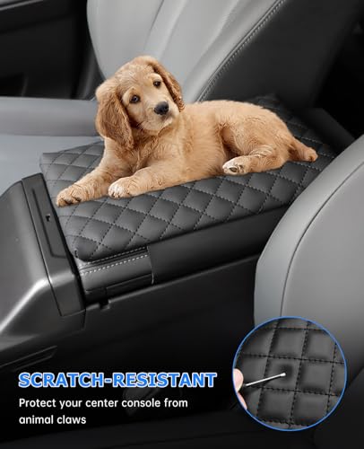 INTGET Center Console Cover for 2026 Toyota RAV4 Accessories Car Interior Middle Armrest Arm Rest Cushion Lid Pad XLE Premium, LE, XSE, SE, Limited, Woodland, GR Sport (Argyle Pattern with Pad)