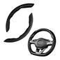 Car Steering Wheel Cover, Microfiber Suede Leather and Carbon Fiber Double Sided Design, Warm in Winter and Cool in Summer, Breathable Non Slip Segmented Protector for Most Cars (Turn Fur/Black) - color: Turn Fur/Black